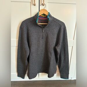 Robert Graham Sweater Mens Medium Cotton 1/4 Zip Mock Neck Pullover in Gray